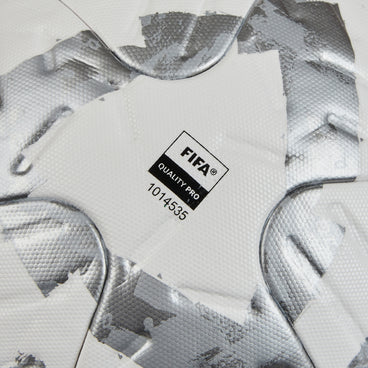 Back ¾ right view of the Mitre Emirates FA Cup Ultimax Pro Football White, Silver and Red