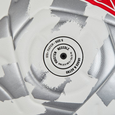 Back view of the Mitre Emirates FA Cup Match Football White, Silver and Red
