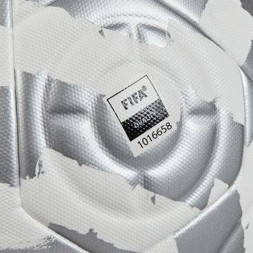 Back ¾ left view of the Mitre Emirates FA Cup Match Football White, Silver and Red