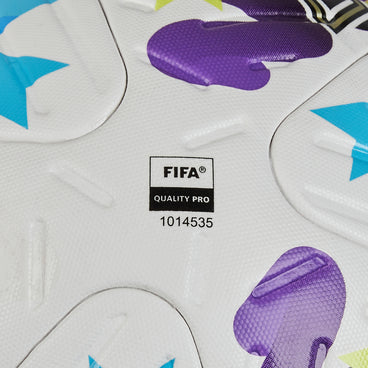 Back ¾ left view of the Mitre Women's FA Cup Ultimax Pro Football White, Purple and Green