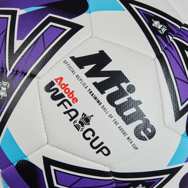 Back view of the Mitre Women's FA Cup Train Football White, Purple and Green