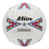 Front view of the Mitre Ultimax Pro 30th Anniversary Football White, Blue and Red