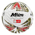 Front view of the Mitre Ultimax Pro FA Com Sheild 25 Football White, Gold and Red