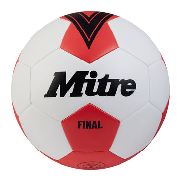 Front view of the Mitre Final Football White and Black