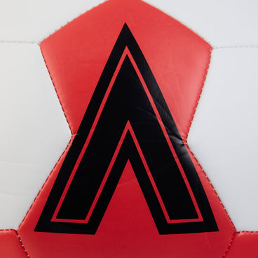 Back ¾ left view of the Mitre Final Football White and Black