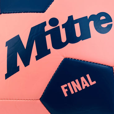 Back view of the Mitre Final Football Pink and Blue