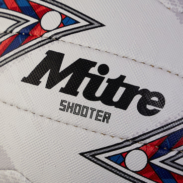 Back view of the Mitre Shooter Netball White and Red