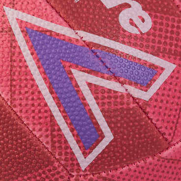 Back ¾ right view of the Mitre Attack Netball Pink and Purple