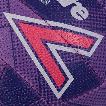 Back ¾ right view of the Mitre Attack Netball Purple and Pink