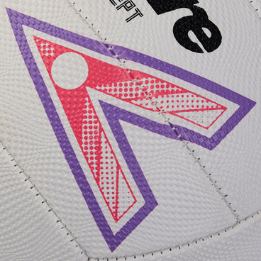 Back ¾ right view of the Mitre Intercept Netball Blue and White