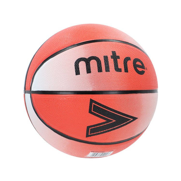 Front ¾ right view of the Mitre Arena Basketball Orange and White