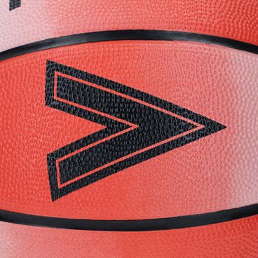 Back ¾ left view of the Mitre Arena Basketball Orange and White
