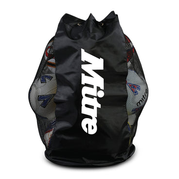 Front view of the Mitre Mesh Ball Sack 12 Black