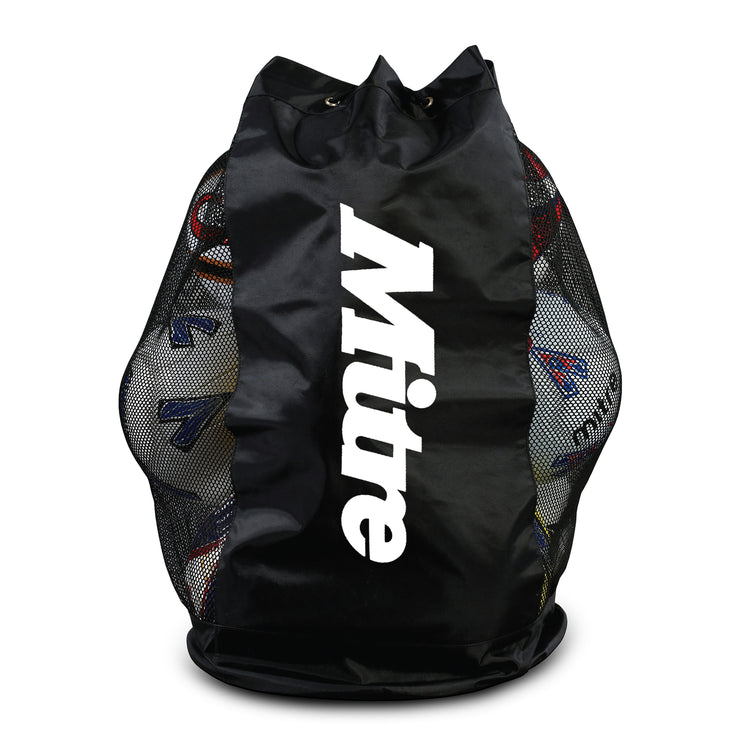 Front view of the Mitre Mesh Ball Sack 12 Black