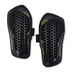 Front view of the Mitre Aircell Pro Shinguards Black and Gold