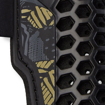 Back ¾ right view of the Mitre Aircell Pro Shinguards Black and Gold