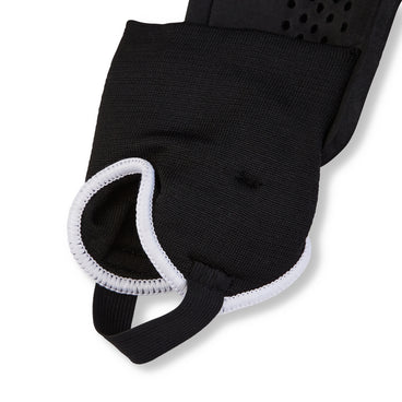 Back ¾ left view of the Mitre Aircell Power Shinguards Black and White
