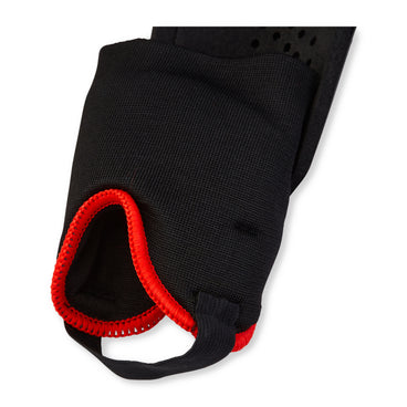 Back ¾ left view of the Mitre Aircell Carbon Shinguards Black and Red