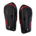 Front view of the Mitre Aircell Carbon Slip Shinguards Black and Red